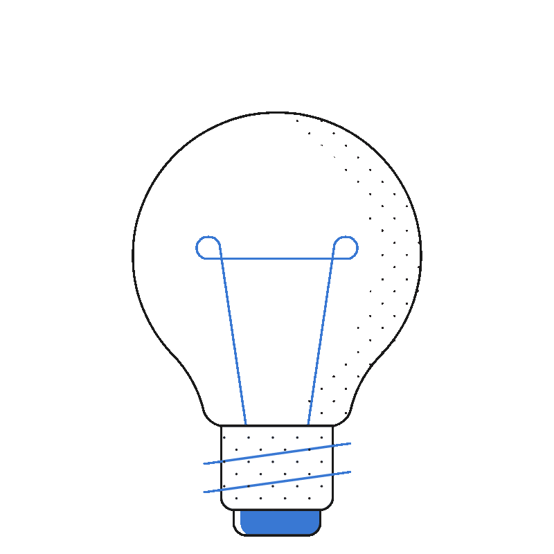 an animated light bulb showcasing innovation as a core value